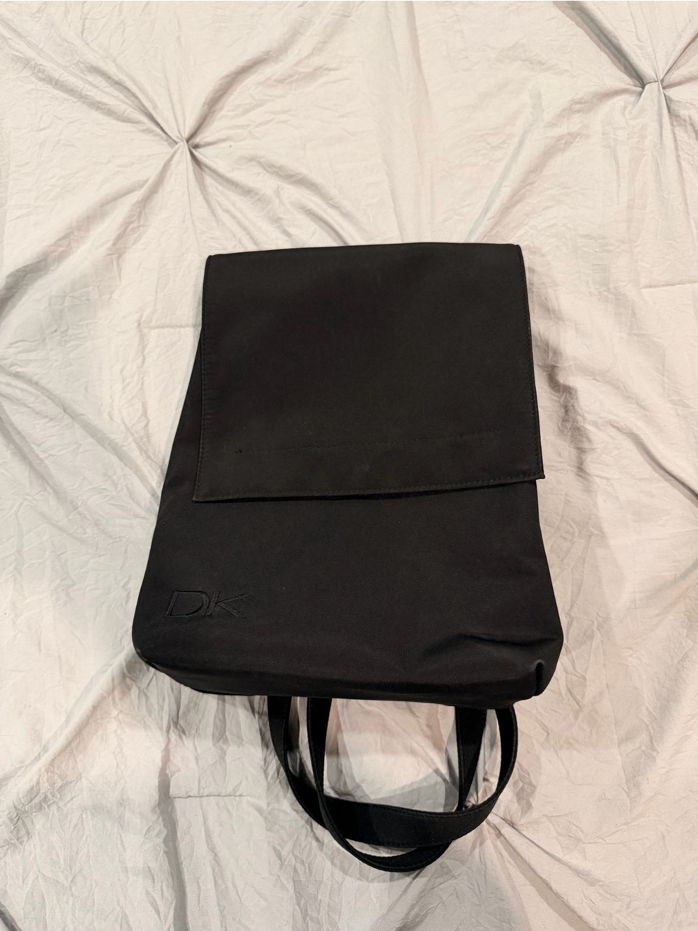 DKNY Black Structured Laptop Tote with Front Slip Pocket